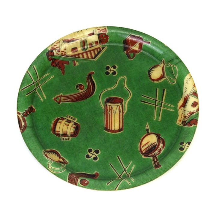 Groen vintage fiberglas jaren 50 dienblad