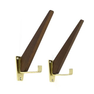 Teak vintage set wall coat hooks
