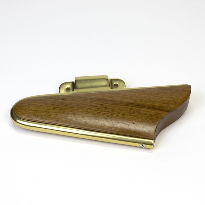 Set of vintage door handles in teak and brass from the fifties