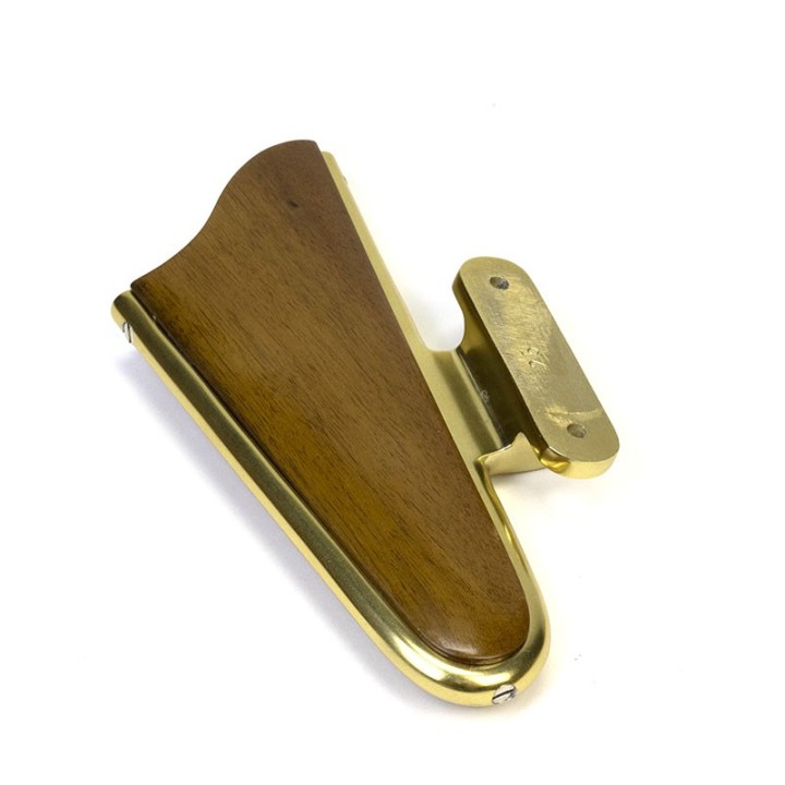 Set of vintage door handles in teak and brass from the fifties