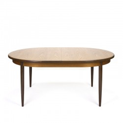 Vintage large oval model extendable dining table in teak