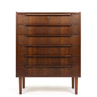 Dark teak Danish vintage chest of drawers
