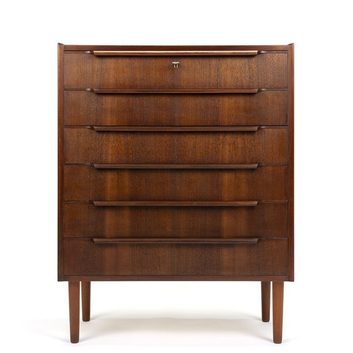 Dark teak Danish vintage chest of drawers