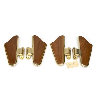 Set vintage deurklinken in teak en messing jaren vijftig