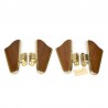 Set of vintage door handles in teak and brass from the fifties