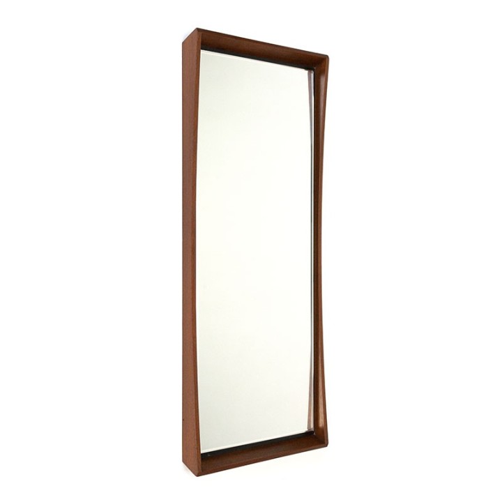 Stylish Danish vintage mirror with teak edge