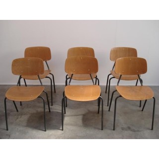 Kho Liang Le plywood chairs set of 6 - Retro Studio