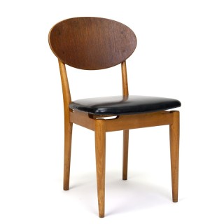Deense vintage eettafel stoel met ovale rugleuning