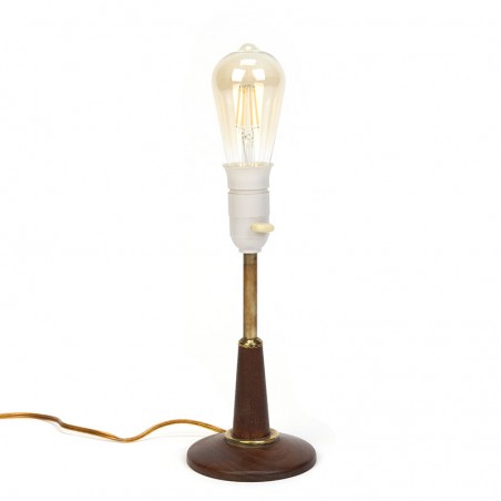 Danish vintage teak / brass table lamp