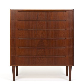 Teakhouten ladekast met 6 lades vintage Deens design