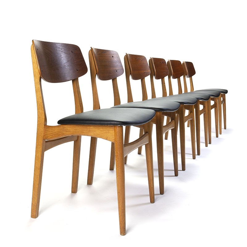 suiker kraai serie Set van 6 Deense vintage eettafel stoelen - Retro Studio