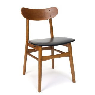 Deense vintage eettafel stoel met inkeping