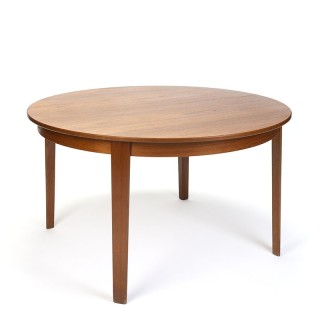 Ronde uitschuifbare vintage Deense teakhouten eettafel