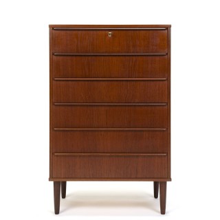 Teak Danish vintage chest of drawers with long handle