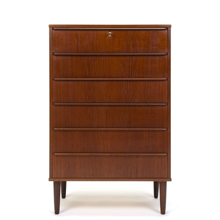 Teak Danish vintage chest of drawers with long handle