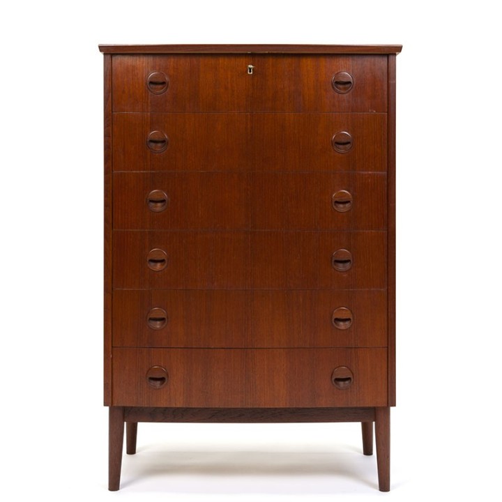 Large model vintage Danish chest of drawers with convex front