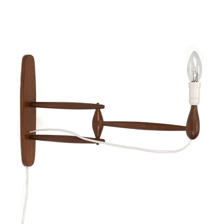 Teak vintage Scandinavian wall lamp