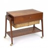 Vintage Danish teak side table with wicker basket