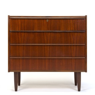 Teakhouten ladekast met 4 lades Deens vintage design