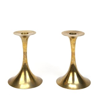 Danish set of brass vintage candlesticks