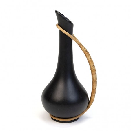Vintage Danish vase black with cane from Bofa keramik