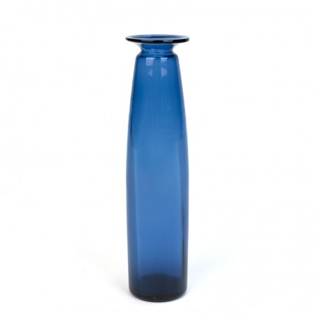 Glazen vintage smal model blauwe vaas