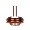 Danish red copper vintage disc pendant lamp
