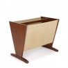 Vintage Danish magazine rack in teak and jute