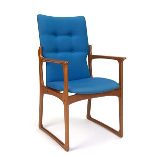 Danish vintage Design armchair in teak with blue upholstery