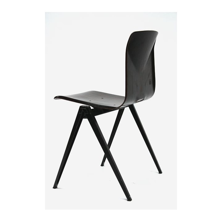 Industriele schoolstoel donkerbruin - Retro Studio