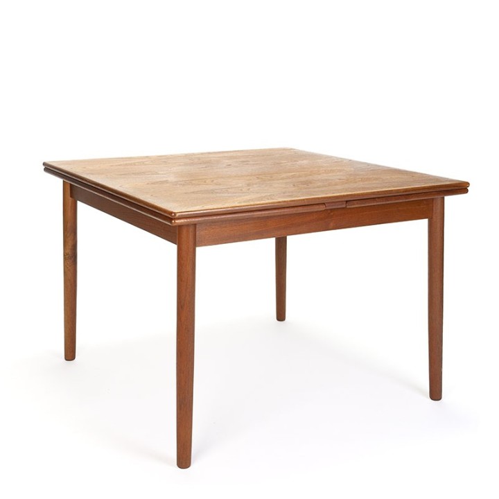 Danish vintage square model extendable dining table in teak