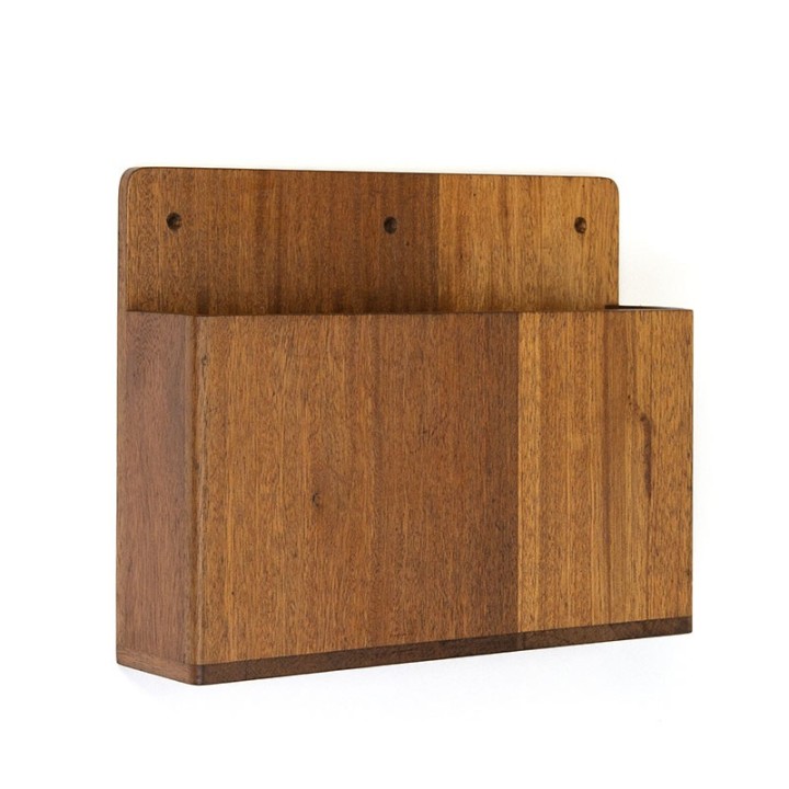 Danish vintage wall compartment / magazine holder in teak