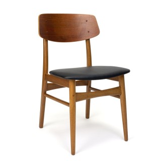 Deense vintage eettafel stoel in teak en eiken