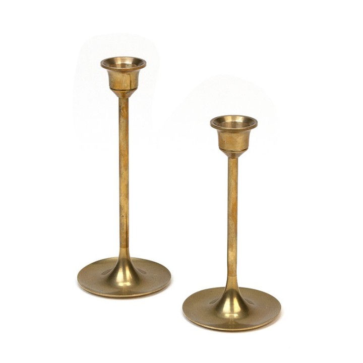 Vintage set of 2 slim brass candlesticks