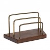 Vintage letter holder with teak base and brass brackets