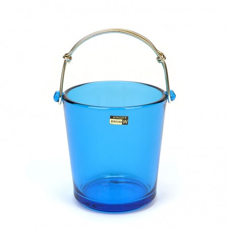 Vintage blue glass Atelier Berolina W ice bucket