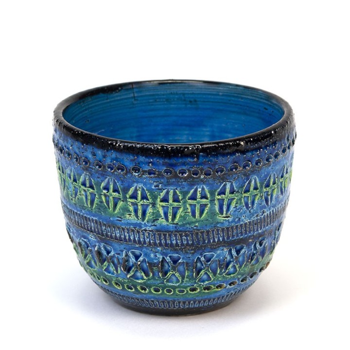Kleine vintage Bitossi Rimini blue bloempot