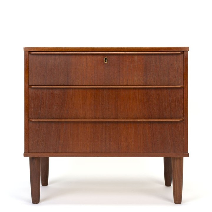 Teak vintage chest of drawers with 3 drawers, small model