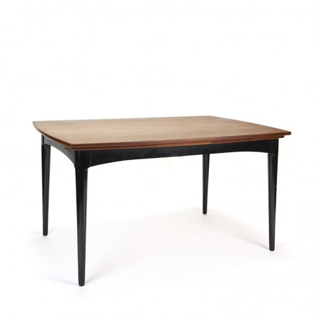 Danish vintage dining table with teak top and black base