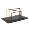 Black leather vintage letter holder with brass detail