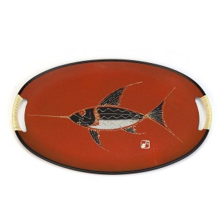 Vintage Japanese tray with Swordfish image