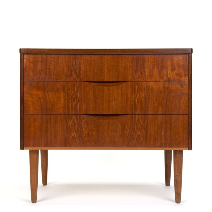 Danish chest of drawers in teak with special handle