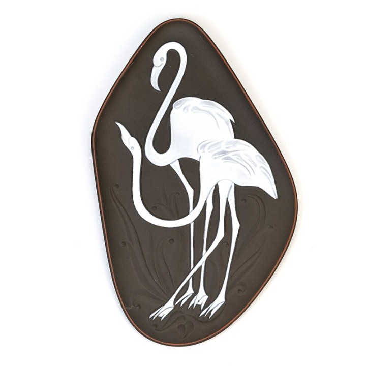 Danish vintage Knabstrup wall tile with Flamingos