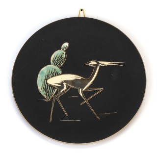 Ronde vintage wandtegel met gazelle