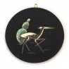 Round vintage wall tile with gazelle