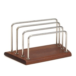 Teakhout met chromen vintage Deens brievenhouder