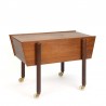 Teak vintage Danish sewing kit on wheels