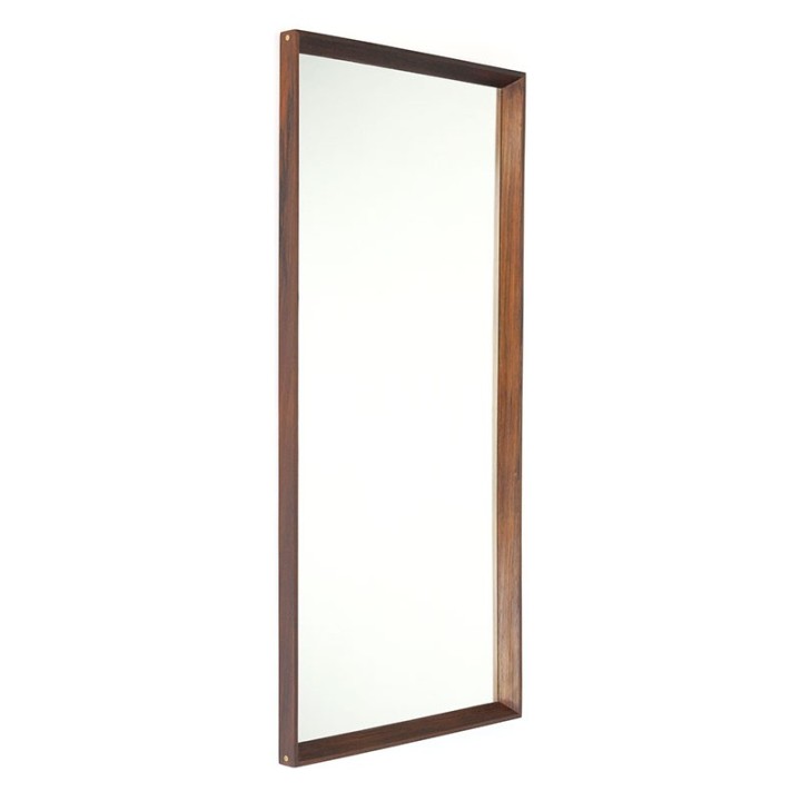 Rosewood vintage mirror with small brass detail