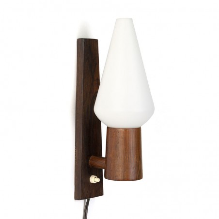 Vintage wall lamp made of wenge and milk glass
