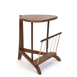 Teakhouten vintage Deense plantentafel met magazine rek